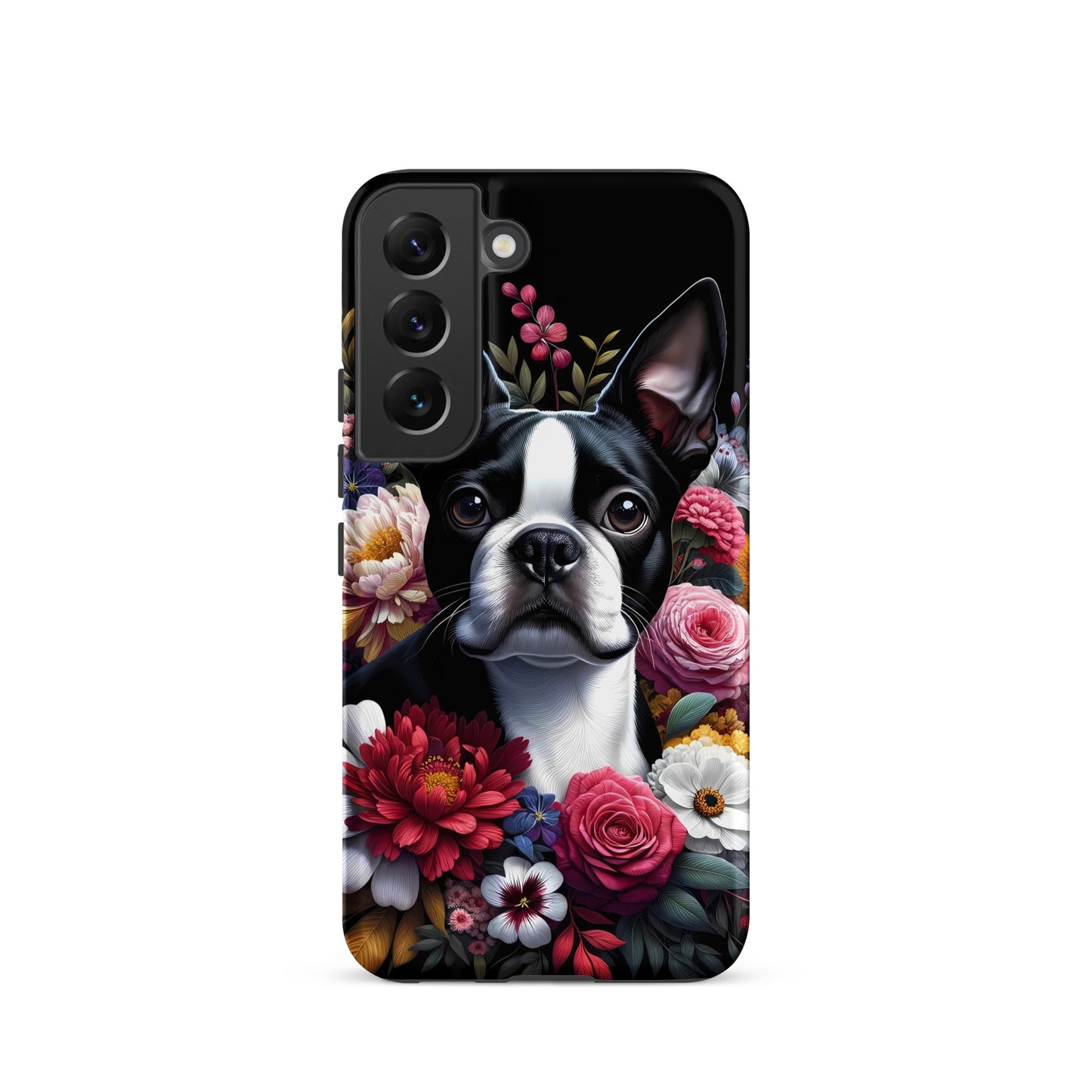Floral Boston Terrier Dog Tough case for Samsung