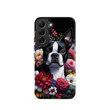 Floral Boston Terrier Dog Tough case for Samsung