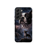 Storm Guardian – Majestic Boston Terrier Night Art Tough Case for Samsung . Matte Samsung Galaxy S22