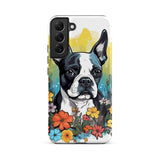 Boston Terrier Surrounded By Flowers Tough case for Samsung