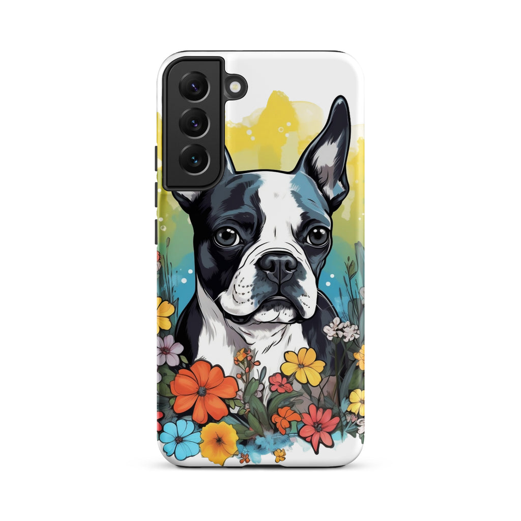 Boston Terrier Surrounded By Flowers Tough case for Samsung