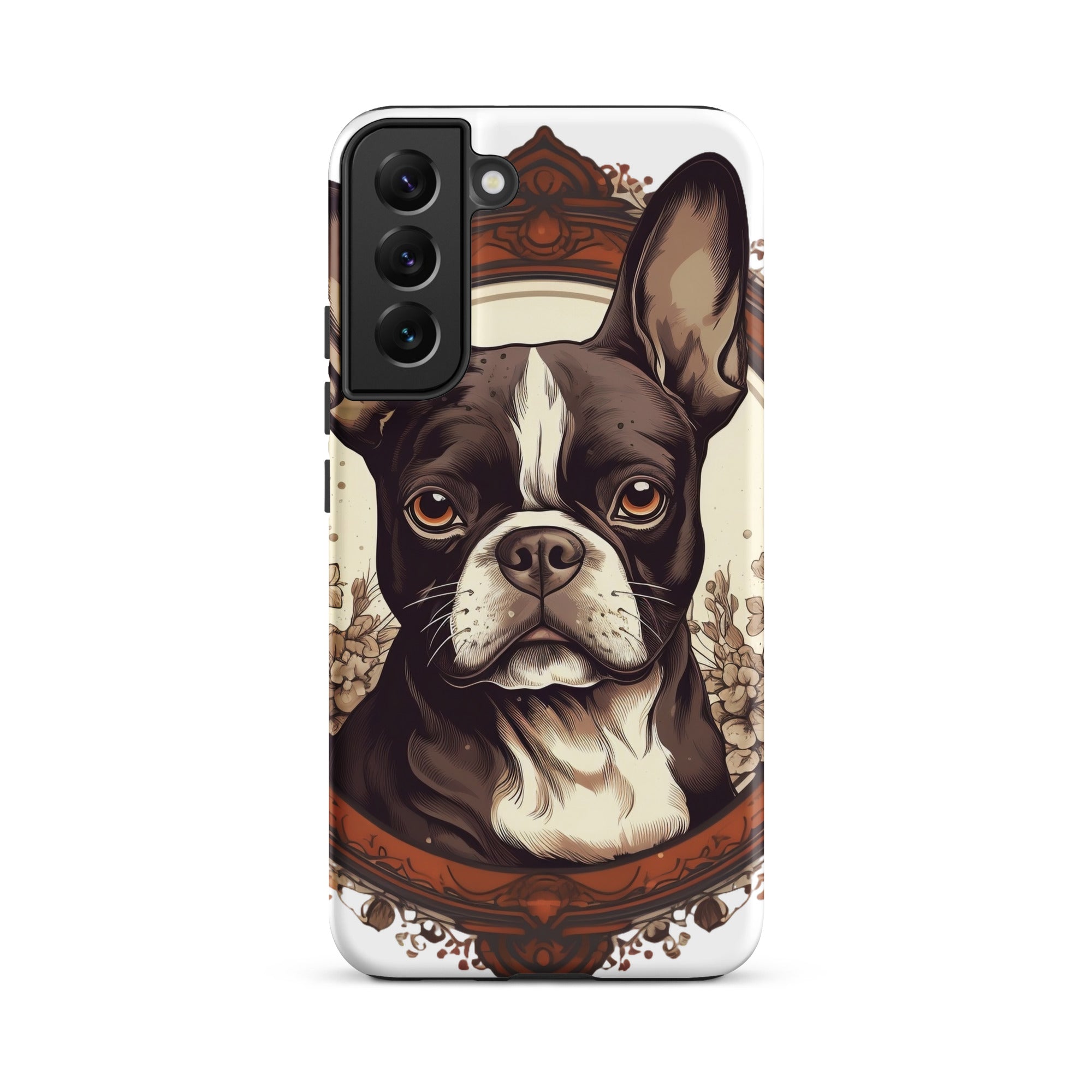 Vintage-Inspired Red Brown Boston Terrier Tough case for Samsung . Matte Samsung Galaxy S22 Plus