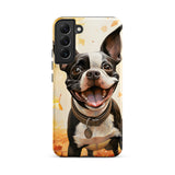 Cheerful Boston Terrier Dog Exploring A Park Watercolor Tough case for Samsung . Matte Samsung Galaxy S22 Plus