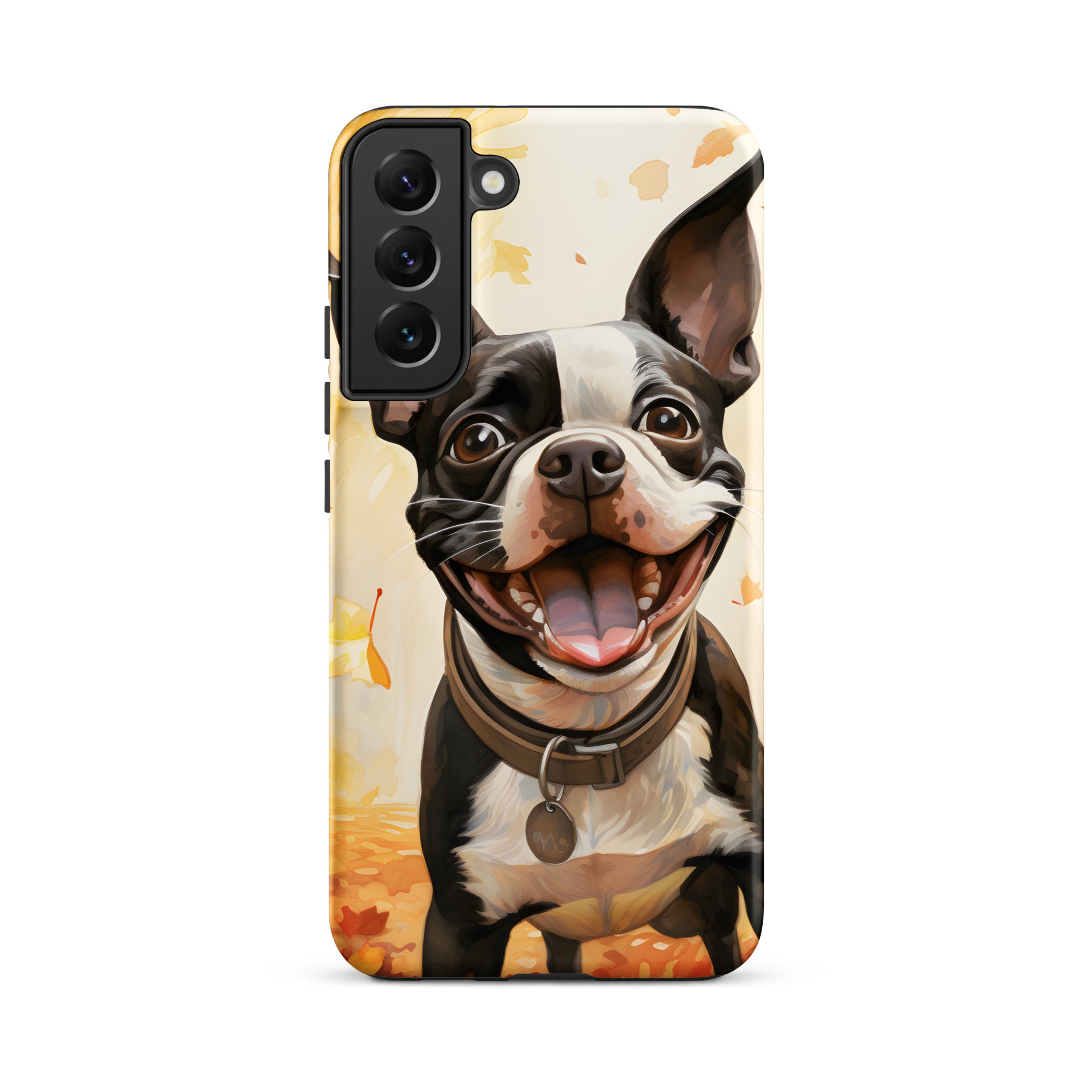 Cheerful Boston Terrier Dog Exploring A Park Watercolor Tough case for Samsung . Matte Samsung Galaxy S22 Plus