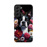 Floral Boston Terrier Dog Tough case for Samsung