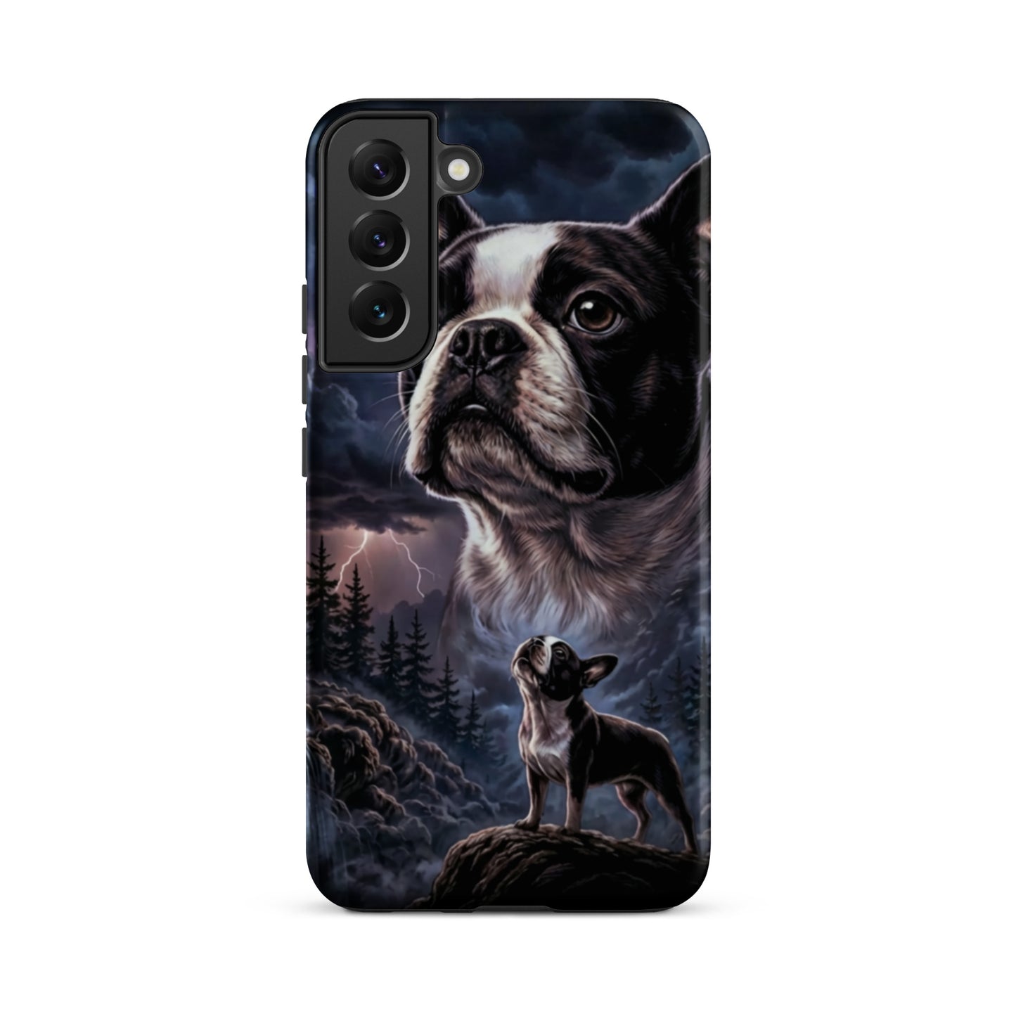 Storm Guardian – Majestic Boston Terrier Night Art Tough Case for Samsung . Matte Samsung Galaxy S22 Plus