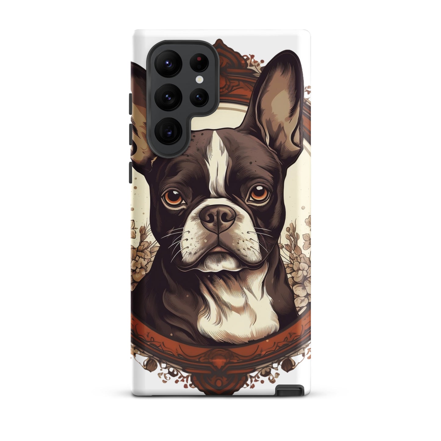 Vintage-Inspired Red Brown Boston Terrier Tough case for Samsung . Matte Samsung Galaxy S22 Ultra