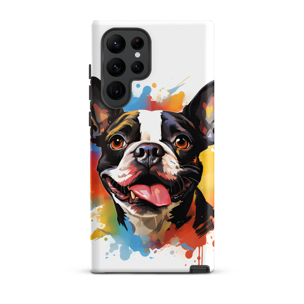 Colorful Playful Boston Terrier Dog Splash Art Tough case for Samsung