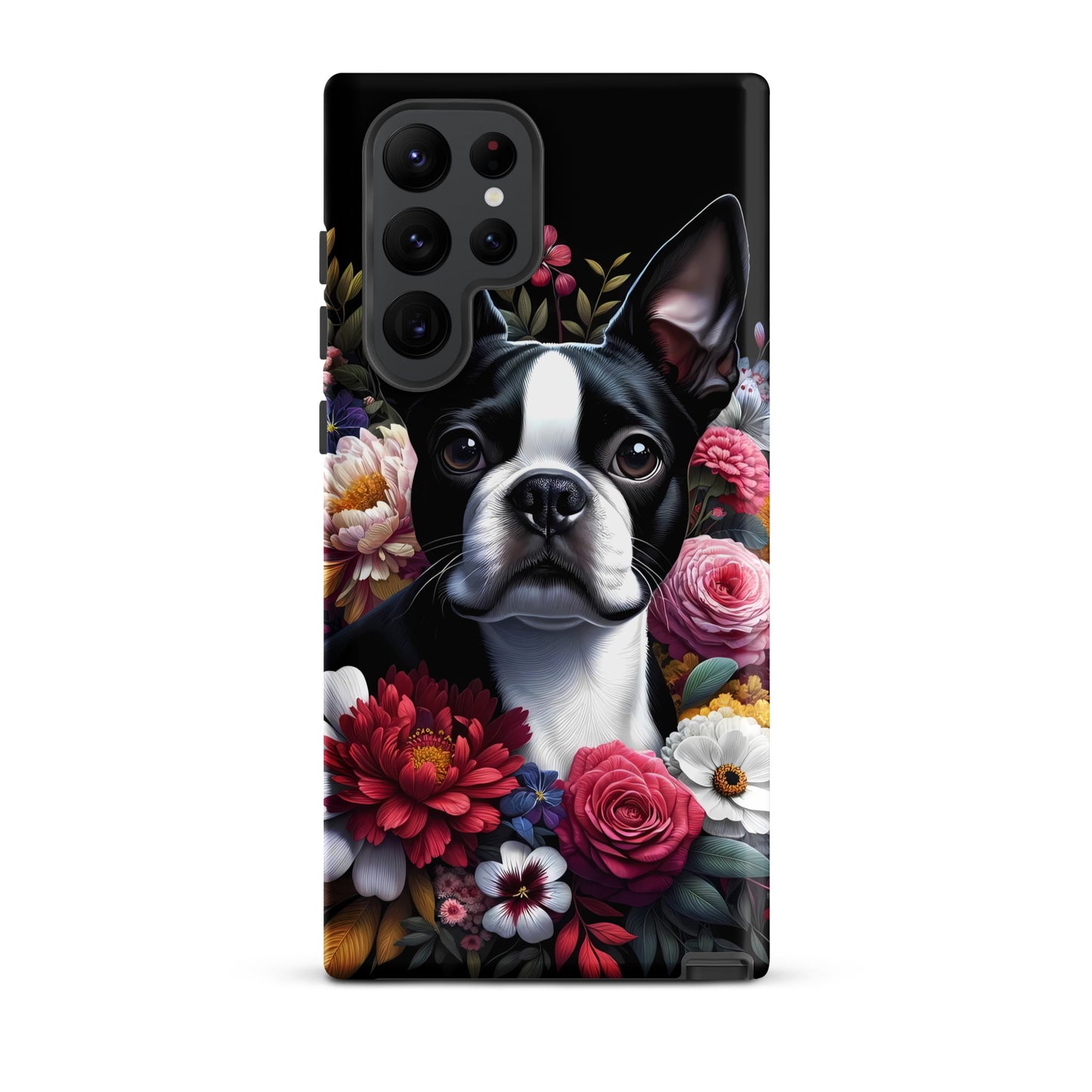 Floral Boston Terrier Dog Tough case for Samsung