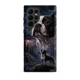 Storm Guardian – Majestic Boston Terrier Night Art Tough Case for Samsung . Matte Samsung Galaxy S22 Ultra