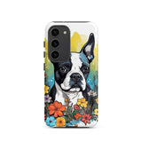 Boston Terrier Surrounded By Flowers Tough case for Samsung
