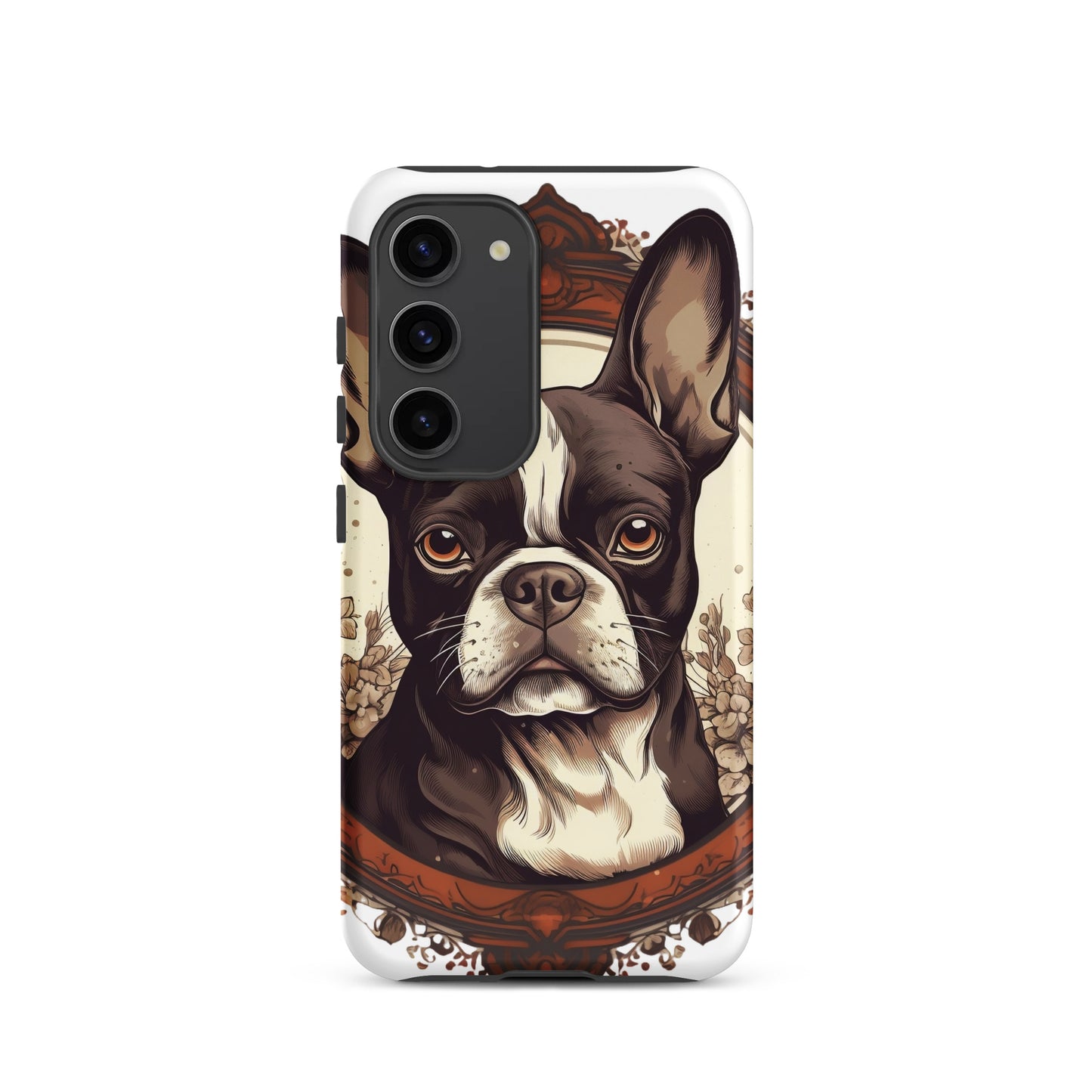 Vintage-Inspired Red Brown Boston Terrier Tough case for Samsung . Matte Samsung Galaxy S23