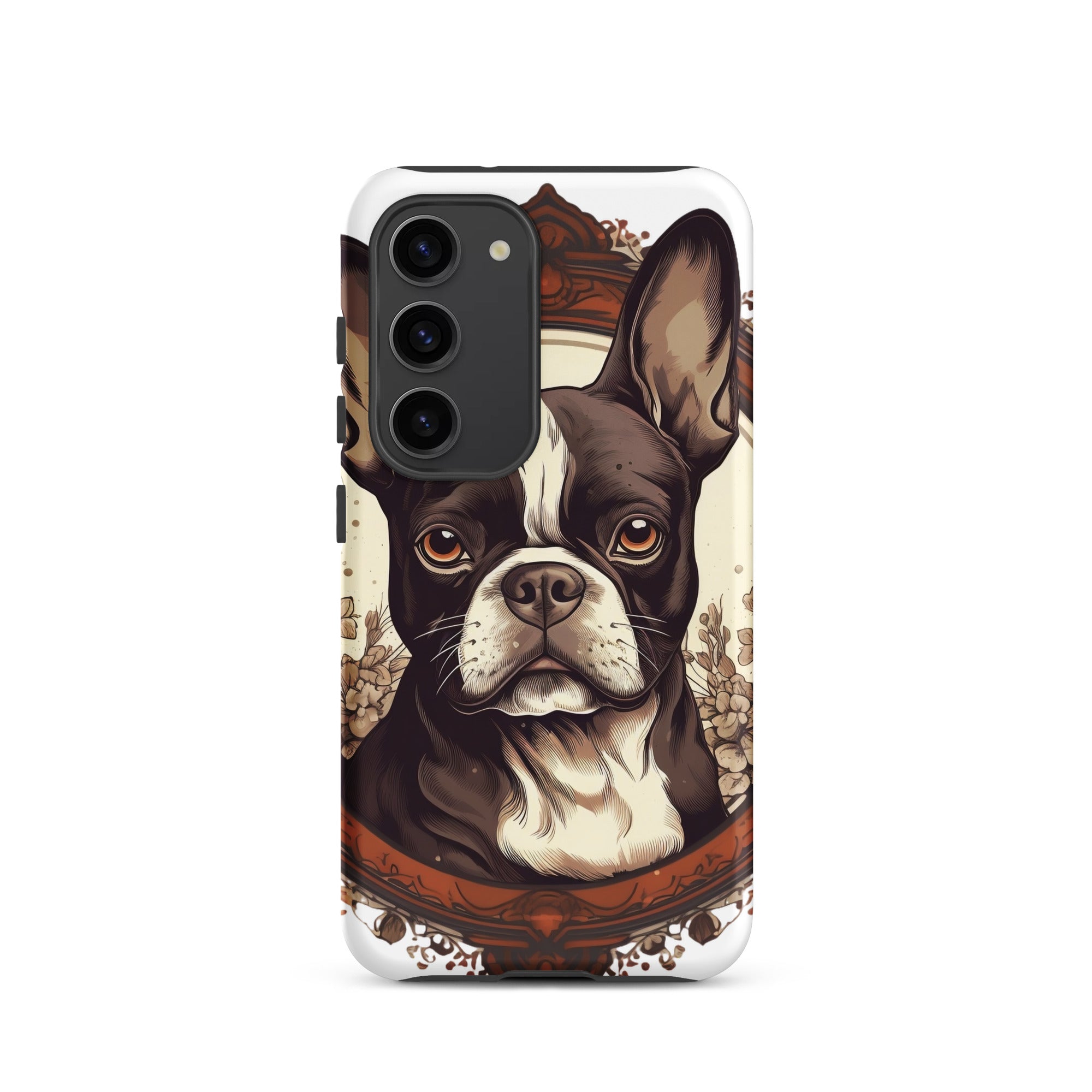 Vintage-Inspired Red Brown Boston Terrier Tough case for Samsung . Matte Samsung Galaxy S23