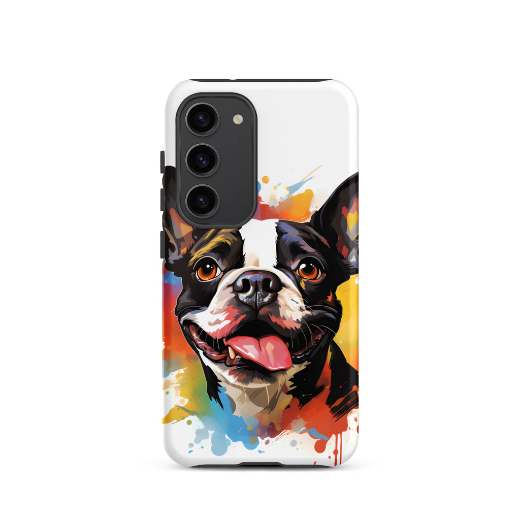 Colorful Playful Boston Terrier Dog Splash Art Tough case for Samsung