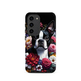Floral Boston Terrier Dog Tough case for Samsung