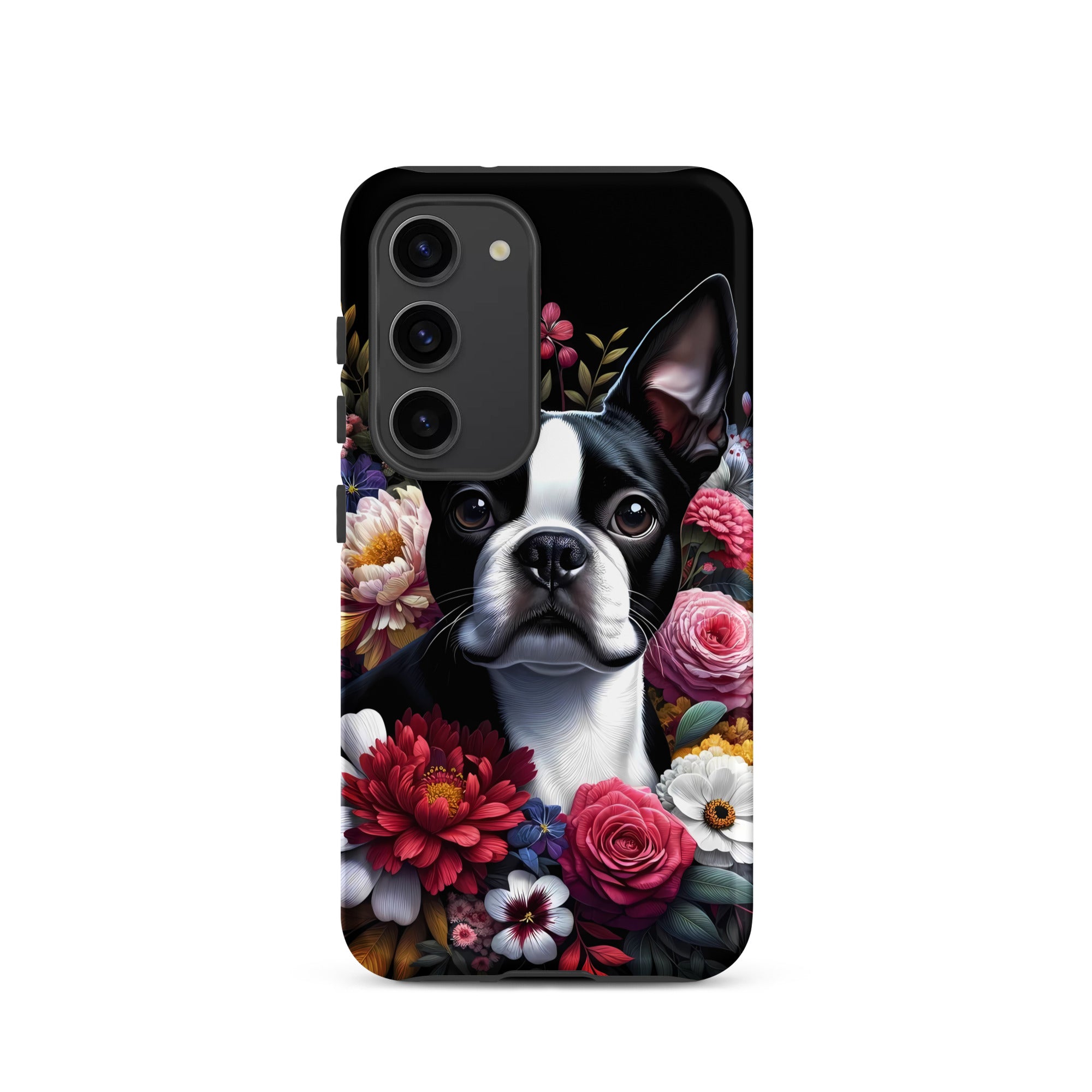 Floral Boston Terrier Dog Tough case for Samsung