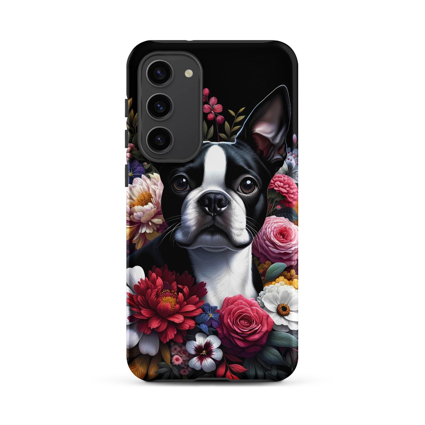 Floral Boston Terrier Dog Tough case for Samsung