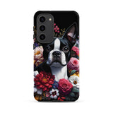 Floral Boston Terrier Dog Tough case for Samsung