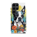 Boston Terrier Surrounded By Flowers Tough case for Samsung
