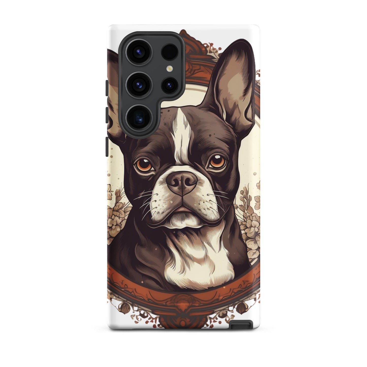 Vintage-Inspired Red Brown Boston Terrier Tough case for Samsung . Matte Samsung Galaxy S23 Ultra