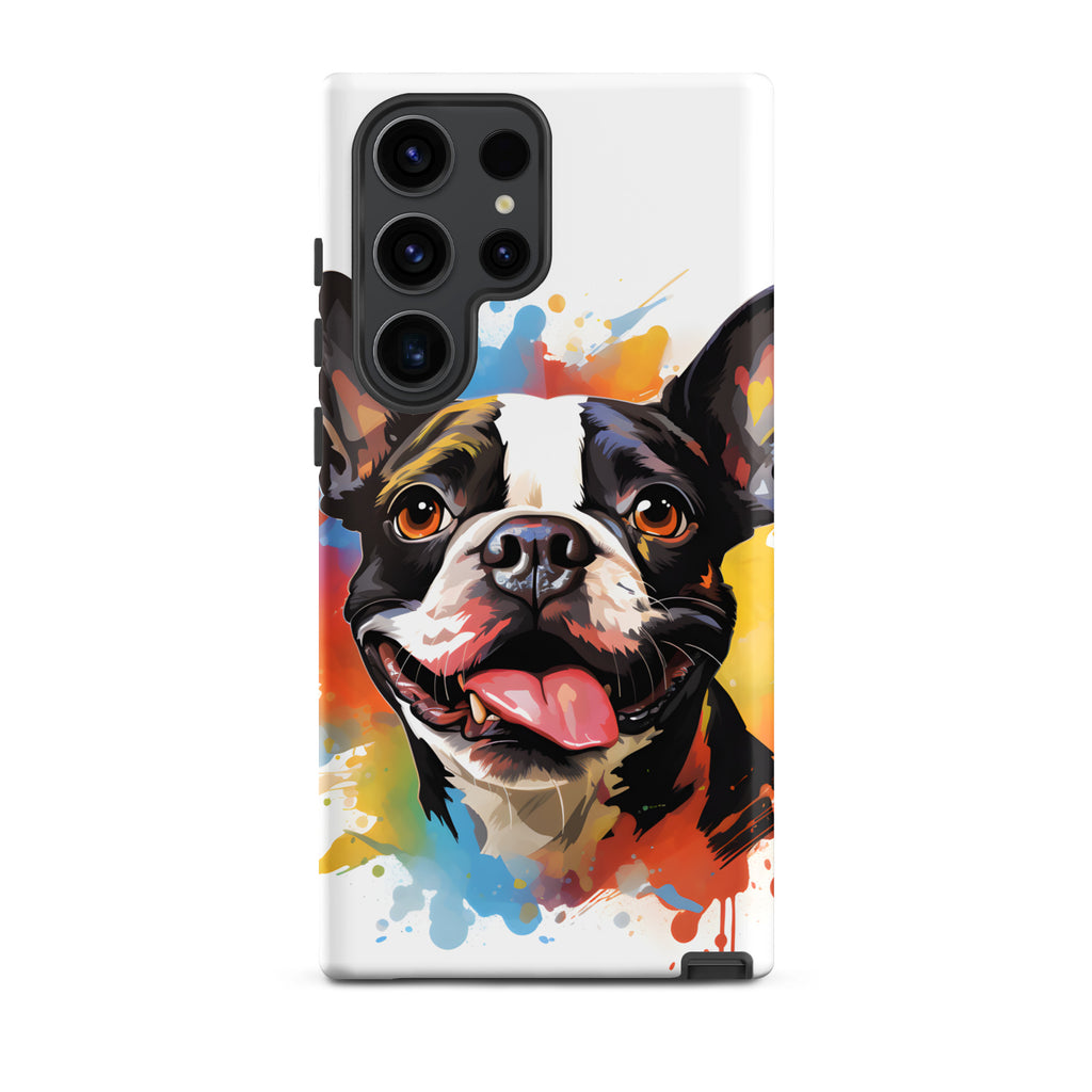 Colorful Playful Boston Terrier Dog Splash Art Tough case for Samsung