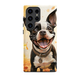 Cheerful Boston Terrier Dog Exploring A Park Watercolor Tough case for Samsung . Matte Samsung Galaxy S23 Ultra