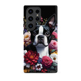 Floral Boston Terrier Dog Tough case for Samsung