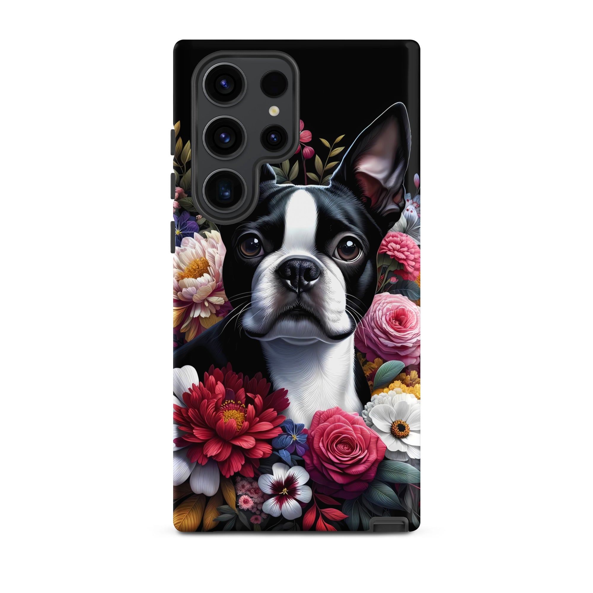 Floral Boston Terrier Dog Tough case for Samsung