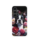 Floral Boston Terrier Dog Tough case for Samsung