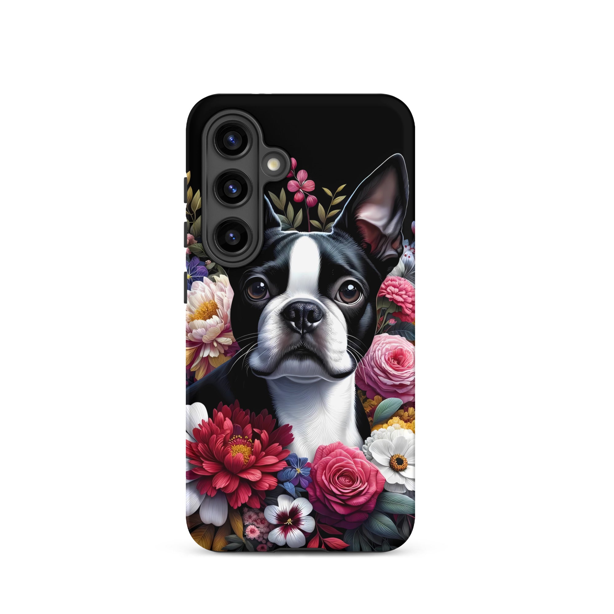 Floral Boston Terrier Dog Tough case for Samsung