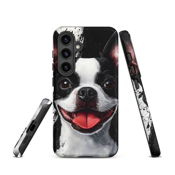 Black and White Smiling Boston Terrier Art Tough Case for Samsung