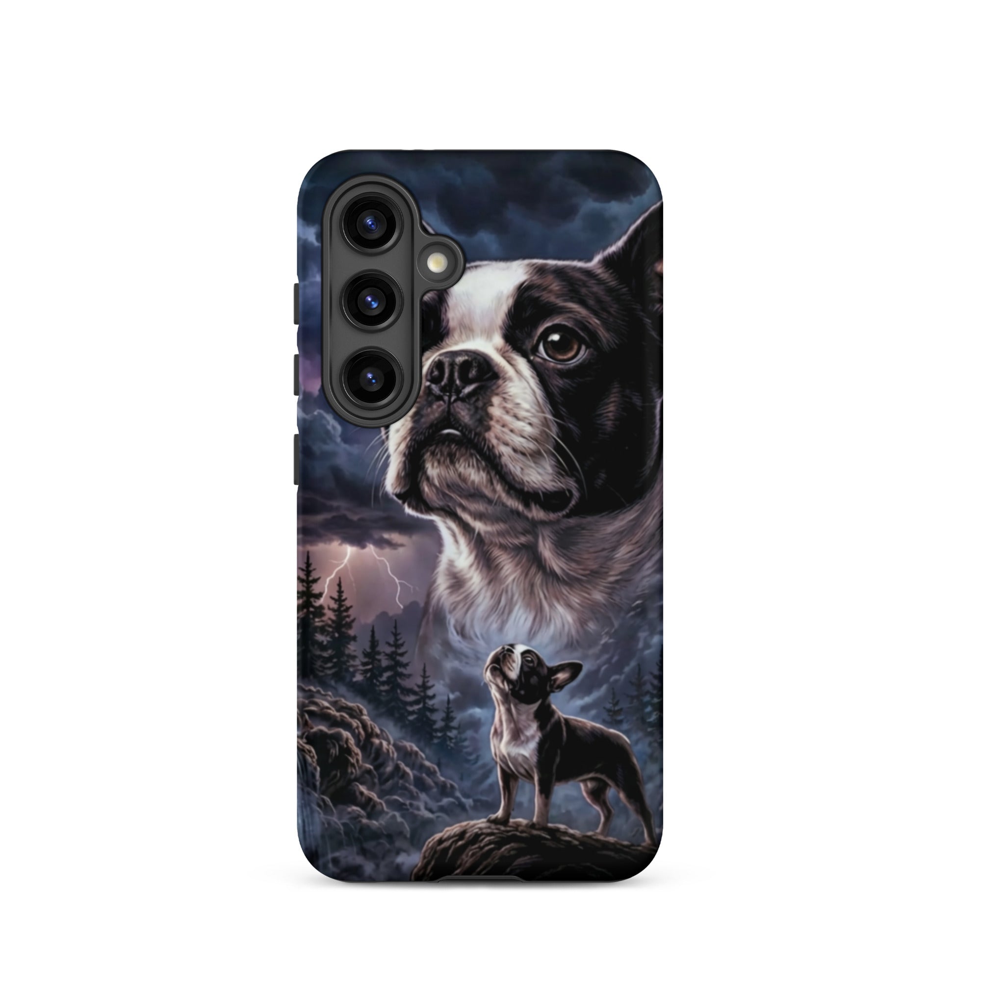 Storm Guardian – Majestic Boston Terrier Night Art Tough Case for Samsung . Matte Samsung Galaxy S24