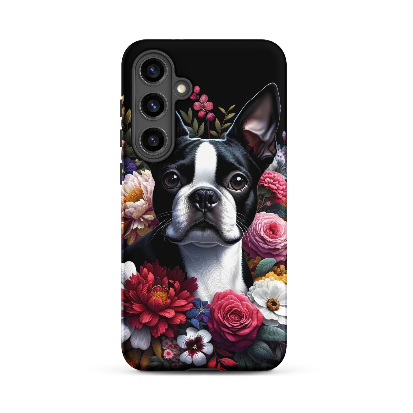 Floral Boston Terrier Dog Tough case for Samsung