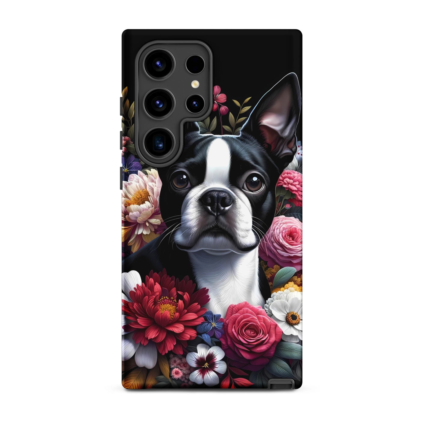 Floral Boston Terrier Dog Tough case for Samsung