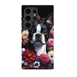 Floral Boston Terrier Dog Tough case for Samsung