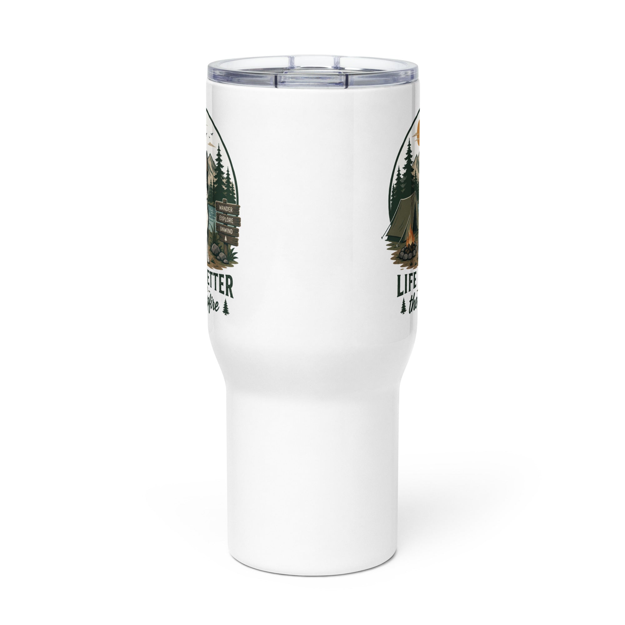 Life Is Better Around the Campfire Boston Terrier Mug, Camping Dog Lover Travel Mug with a Handle .