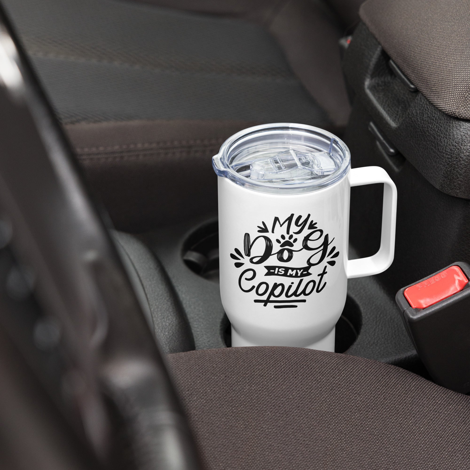 My Dog Is My Copilot Travel Mug with a Handle