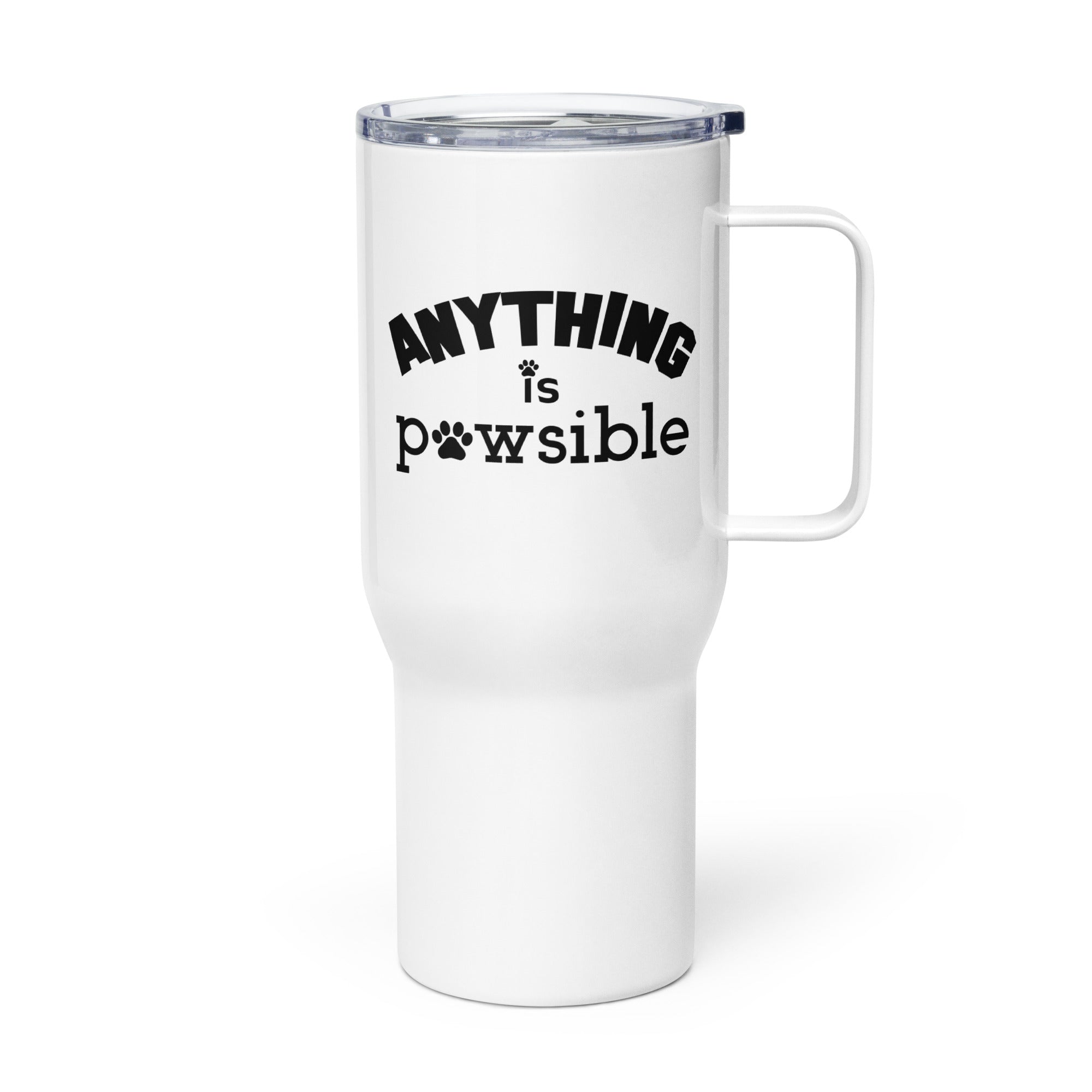 Anything Is Pawsible Travel Mug with a Handle
