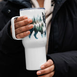 Watercolor Forest Boston Terrier Dog Portrait Travel Mug with a Handle .