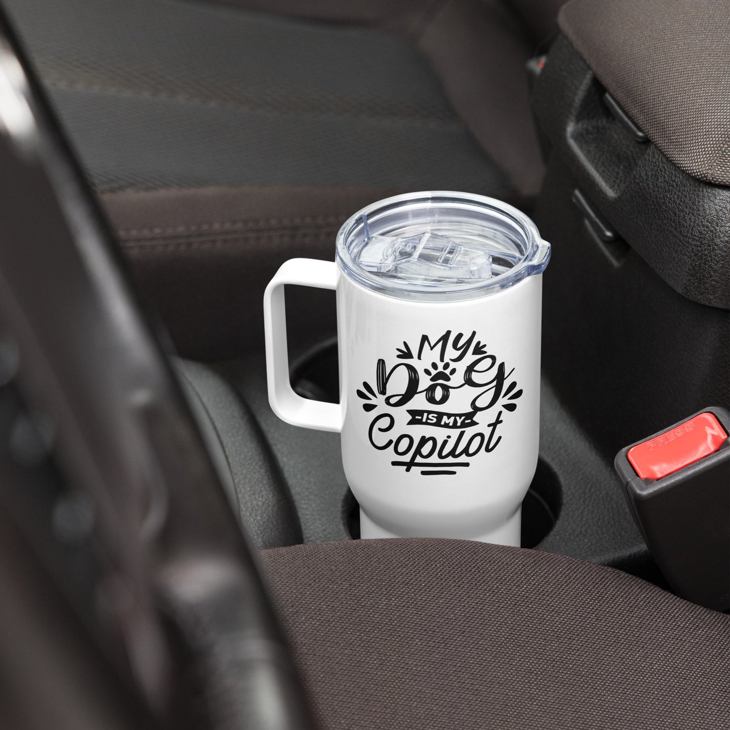 My Dog Is My Copilot Travel Mug with a Handle