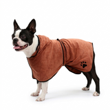 Ultra-Absorbent Quick-Dry Microfiber Dog Bath Towel Robe . Brown