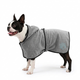 Ultra-Absorbent Quick-Dry Microfiber Dog Bath Towel Robe . Grey