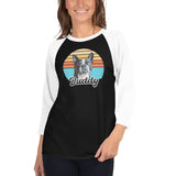 Custom Dog Sunset Vintage Retro Style 3/4 Sleeve Raglan Shirt .
