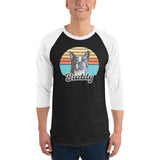 Custom Dog Sunset Vintage Retro Style 3/4 Sleeve Raglan Shirt .