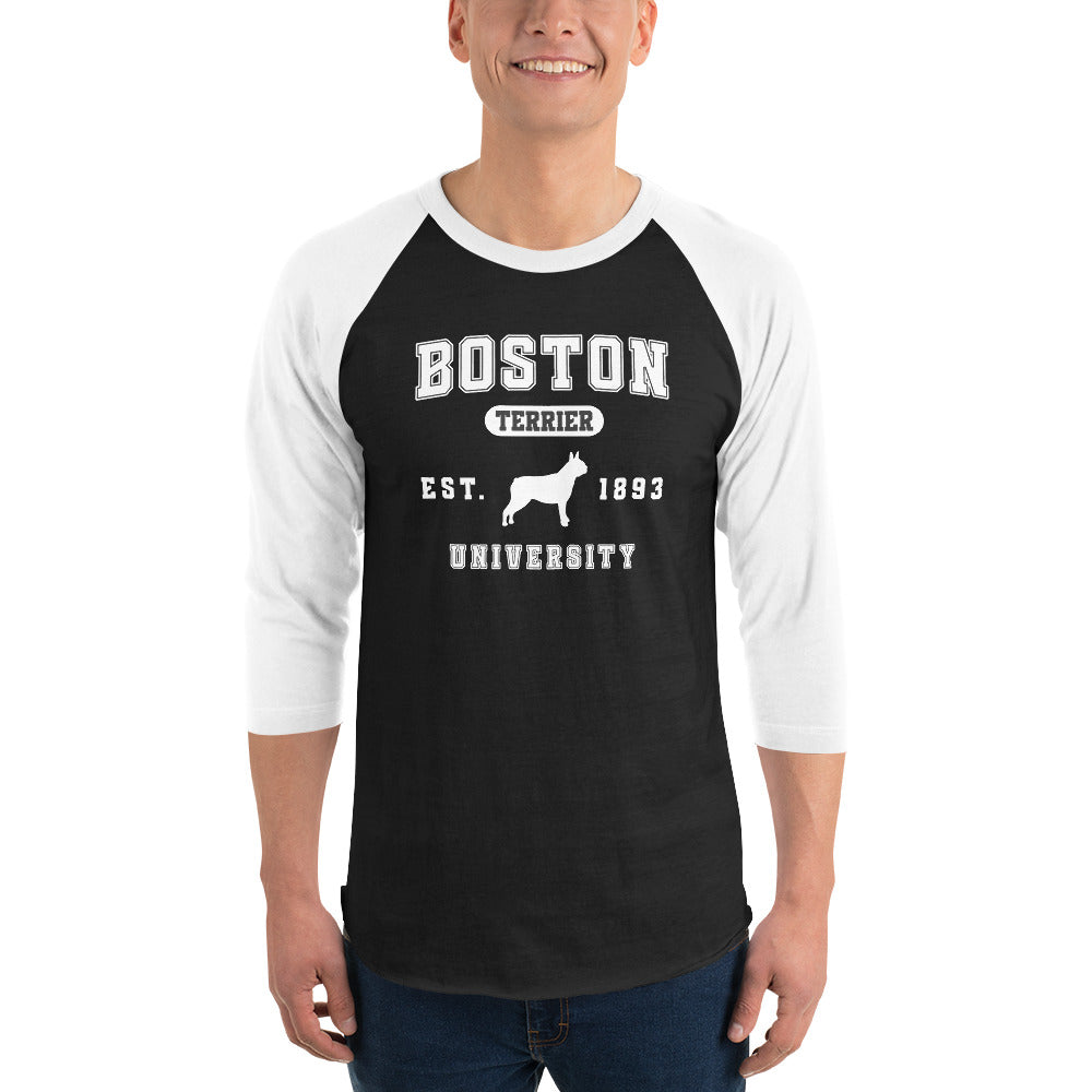Boston Terrier University EST 1893 3/4 Sleeve Raglan Shirt .