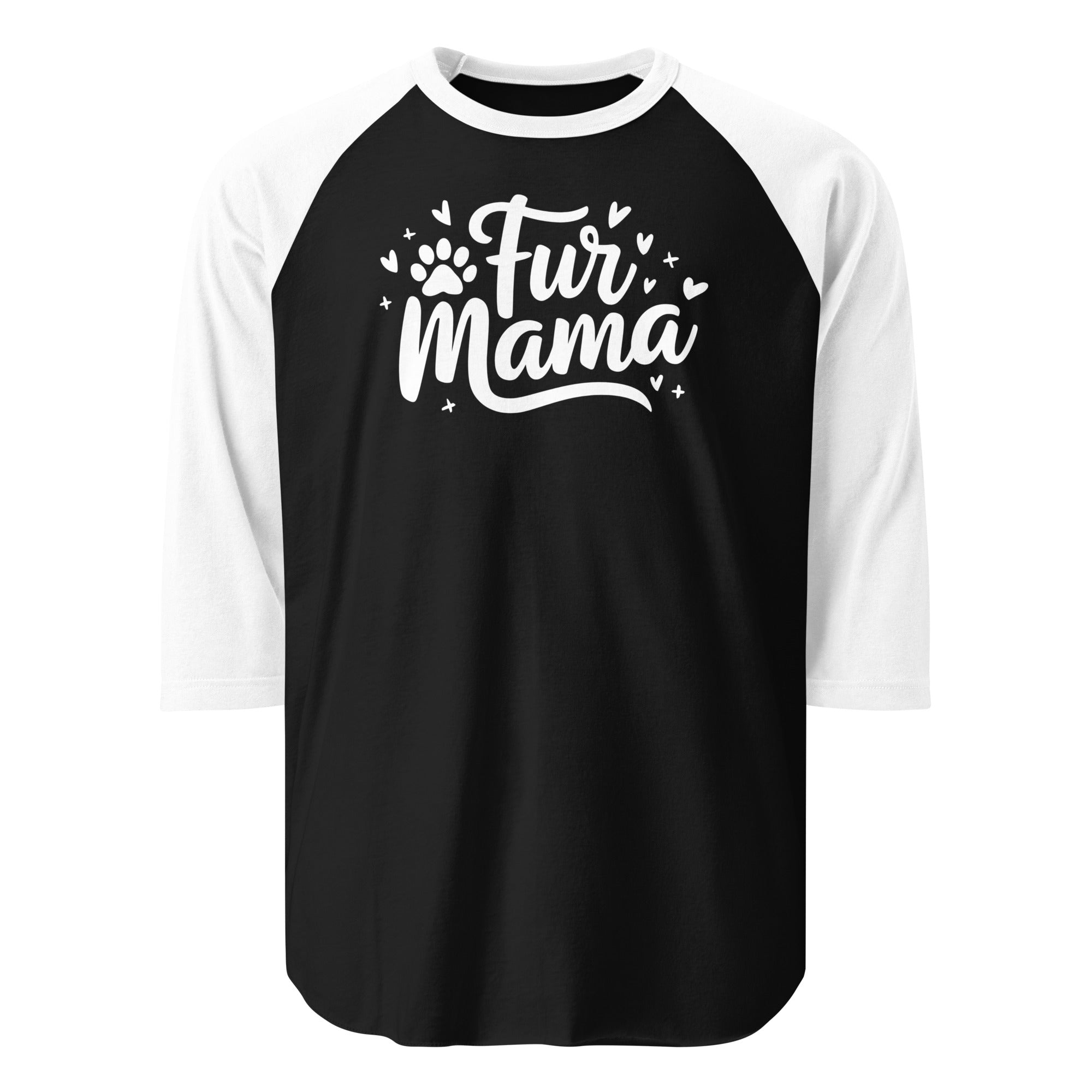 Fur Mama 3/4 Sleeve Raglan Shirt . Black White