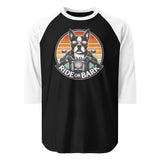 Ride or Bark 3/4 Sleeve Raglan Shirt . Black White