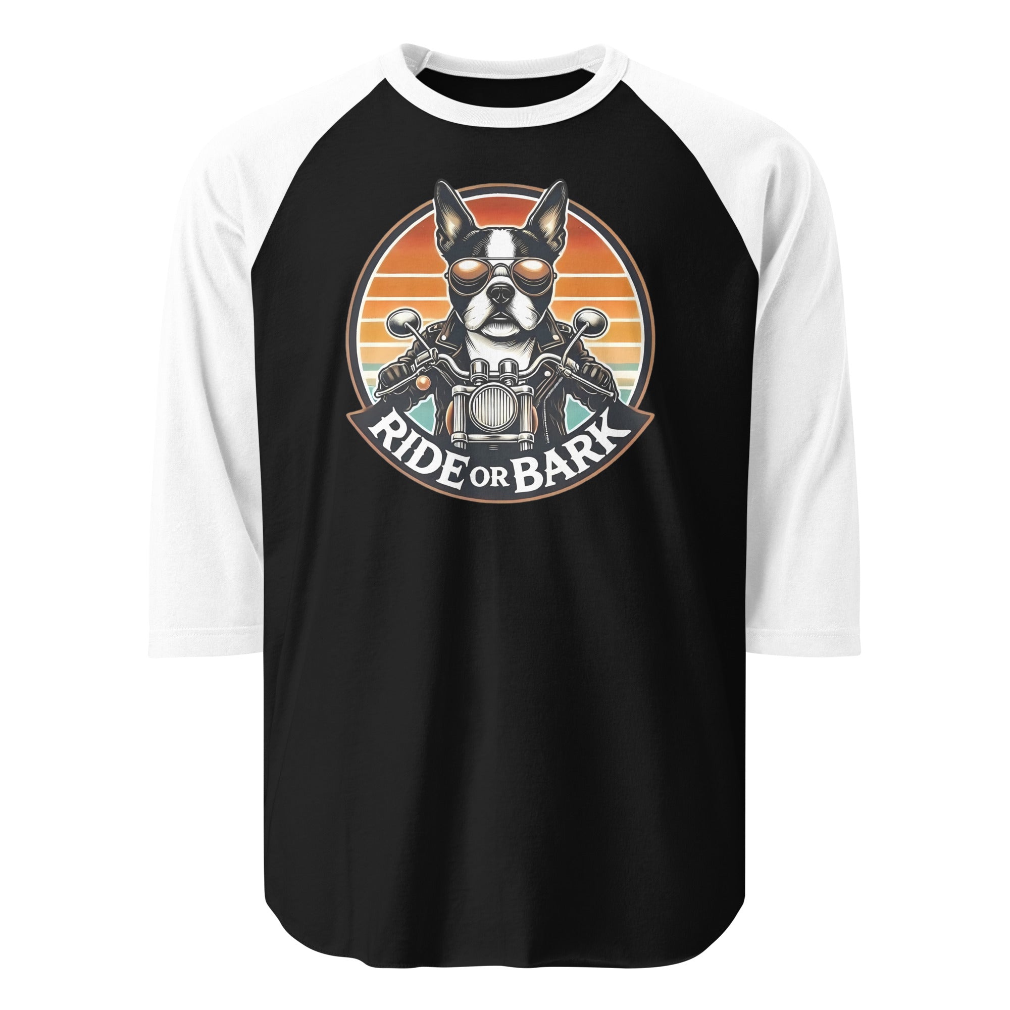 Ride or Bark 3/4 Sleeve Raglan Shirt . Black White