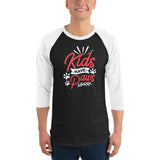 Kids Have Paws 3/4 Sleeve Raglan Shirt .