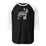 Boston Terrier Mama 3/4 Sleeve Raglan Shirt . Black White